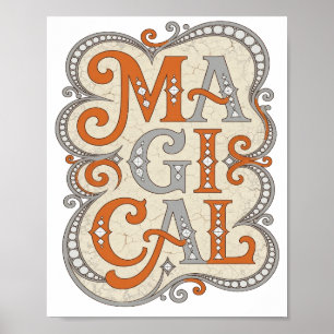 Affiche Conception d'affirmation MAGIQUE Orange Gras