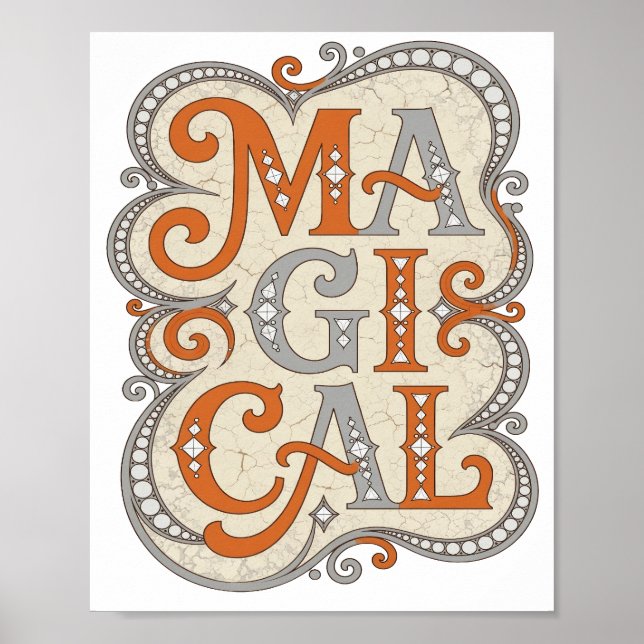 Affiche Conception d'affirmation MAGIQUE Orange Gras (Devant)