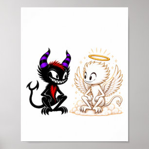 Affiche Conception d'ange et de diable mignons, Bien contr