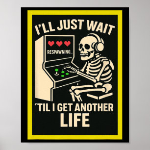 Affiche Conception d'arcade de joueur de squelette – Jeux 