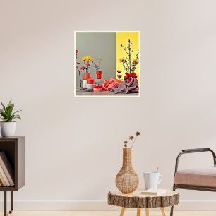 Affiche Conception d'arrangement jaune rouge vibrant