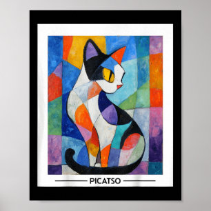 Affiche Conception d'art de chat cubiste abstrait -- Pi co