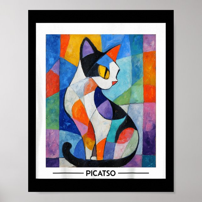Affiche Conception d'art de chat cubiste abstrait -- Pi co (Devant)