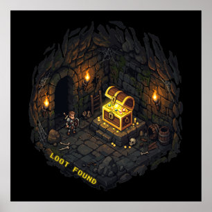 Affiche Conception d'art pixel de donjon fantastique avec 