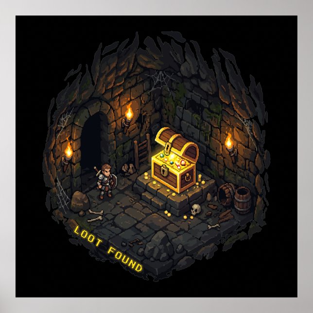 Affiche Conception d'art pixel de donjon fantastique avec  (Devant)