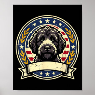 Affiche Conception d'art rétro de chien Labradoodle noir v