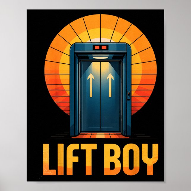 Affiche Conception d'ascenseur rétro Lift Boy Design drôle (Devant)