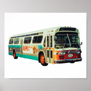 AFFICHE CONCEPTION D'AUTOBUS DE TRANSIT À C.A. RÉTRO