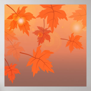 Affiche Conception d'automne avec feuilles d'érable et eff