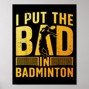 Affiche Conception de badminton drôle pour hommes femmes e