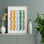 Affiche Conception de bosses géométriques modernes dans le<br><div class="desc">Un motif géométrique moderne et amusant,  composé de rangées de demi-cercles qui rappellent les bols de cuisine,  dans une jolie palette de couleurs bleu,  turquoise,  corail et vert sauge.</div>