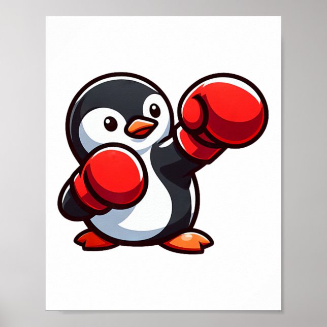 Affiche Conception de boxeur pingouin dessin animé cool  (Devant)