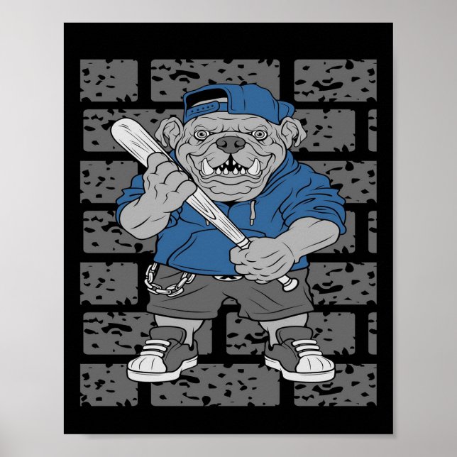 Affiche Conception de Bulldog en France | Cadeau de baseba (Devant)