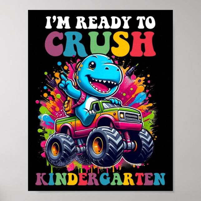 Affiche Conception de camion de dinosaure de maternelle pr (Devant)