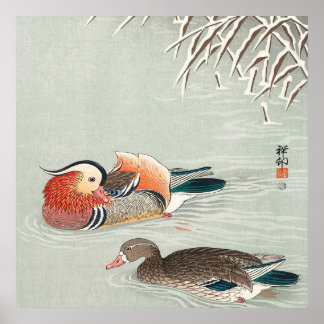 Affiche Conception de canard Mandarin en couple | Cadeau d
