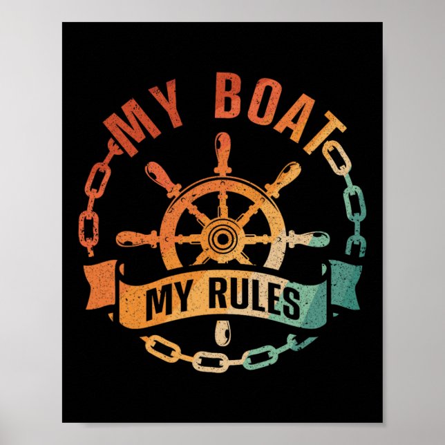 Affiche Conception de capitaine de bateau cool pour hommes (Devant)