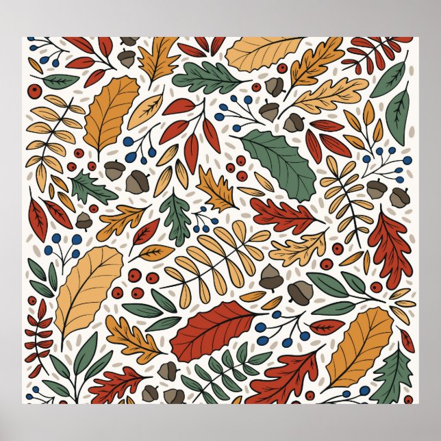 Affiche Conception de Carré feuille couleur automne (Devant)