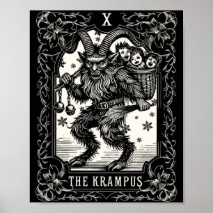 Affiche Conception de carte de tarot de Krampus période de