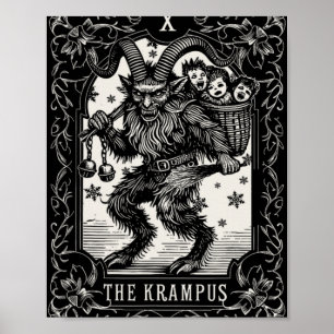 Affiche Conception de carte de tarot de Krampus saison de