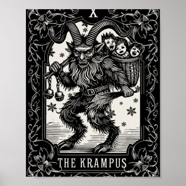 Affiche Conception de carte de tarot de Krampus saison de  (Devant)