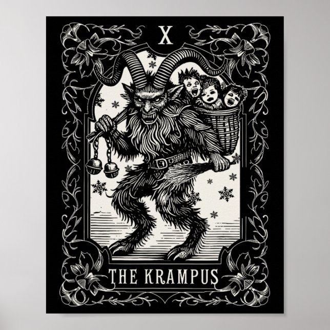Affiche Conception de carte de tarot Krampus saison de Noë (Devant)
