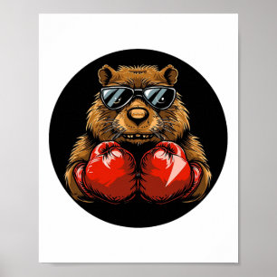 Affiche Conception De Castor De Boxe cool Pour Un Style De