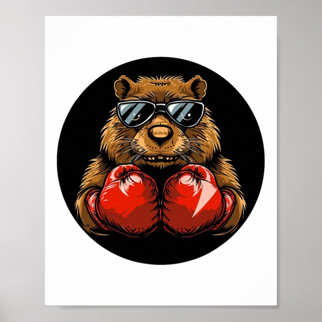 Affiche Conception De Castor De Boxe cool Pour Un Style De (Devant)