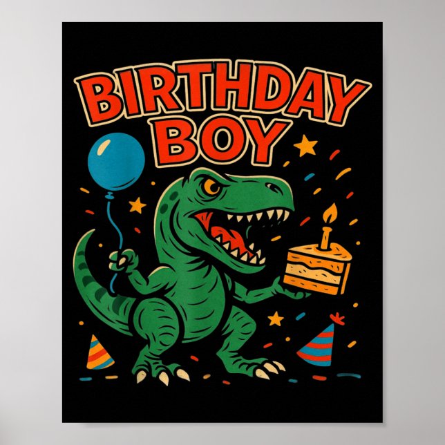 Affiche Conception de célébration de dinosaure de garçon d (Devant)