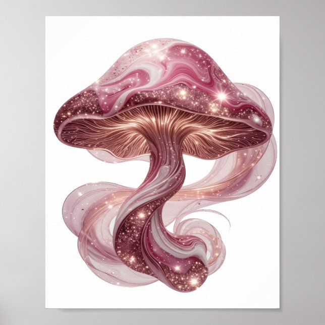 Affiche Conception de champignons magiques rose vif (Devant)