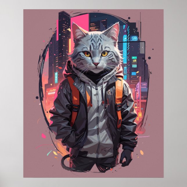 Affiche Conception de chat de rue urbaine (Devant)