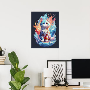 Affiche Conception de chat en cristal mignon Imaginaire