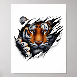 Affiche Conception de chemise au visage de tigre d'esprit