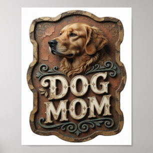 Affiche Conception de chemise DOG MOM en or frappant