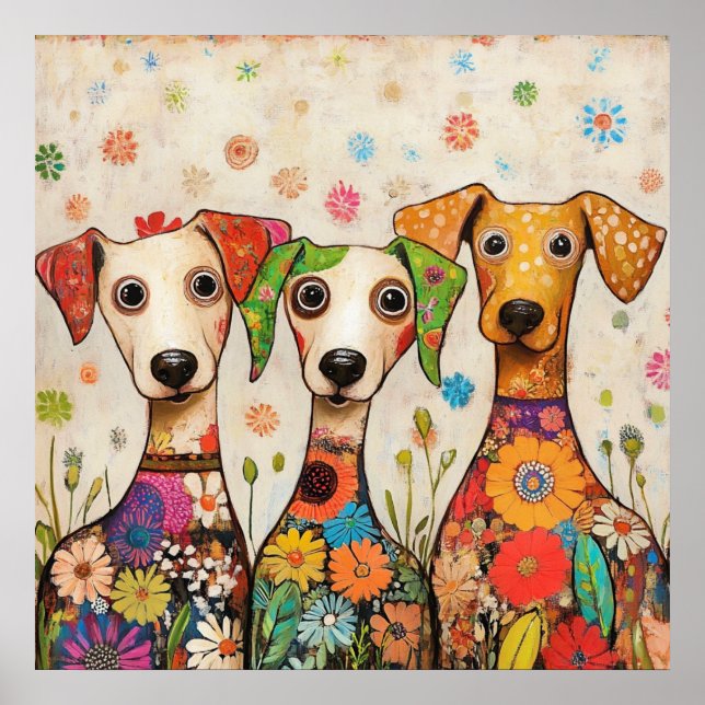 Affiche Conception de chiots mignons et colorés (Devant)
