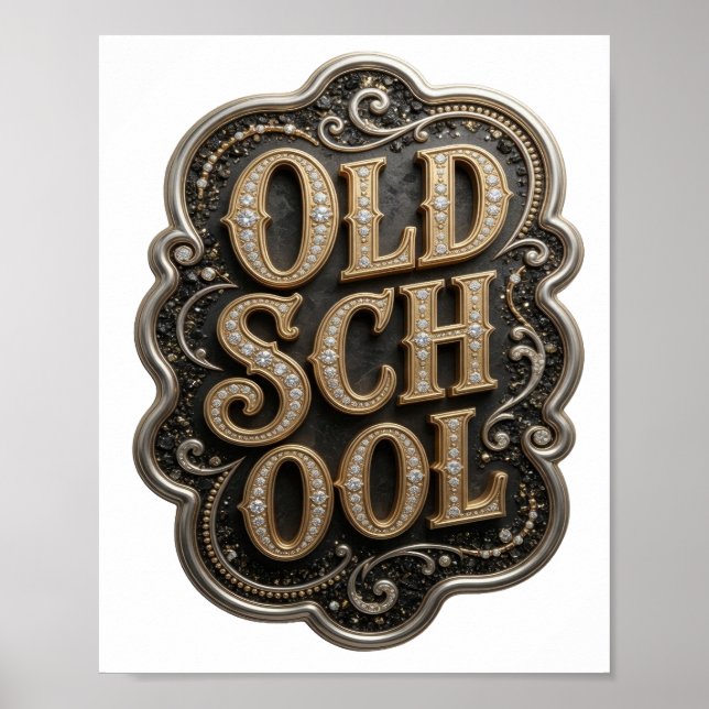 Affiche Conception de citation Crisp Gold OLD SCHOOL (Devant)