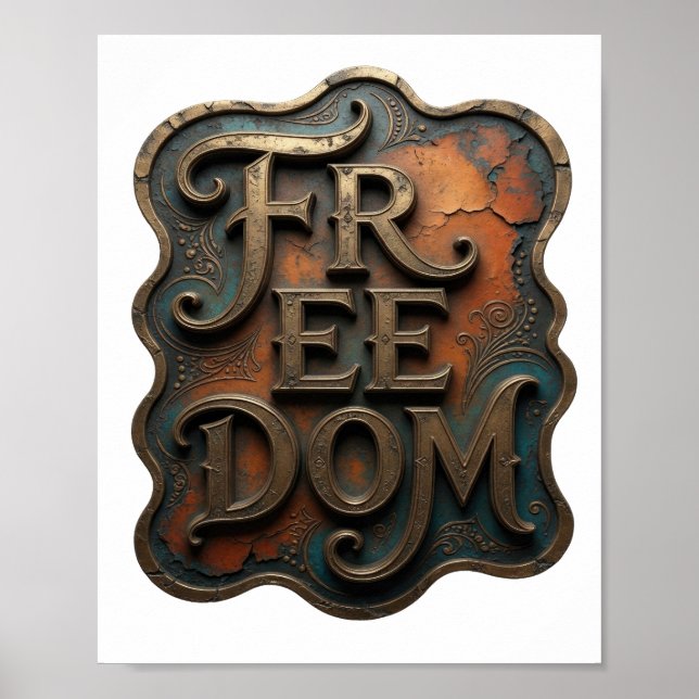 Affiche Conception de citation Dynamic Gold FREEDOM (Devant)