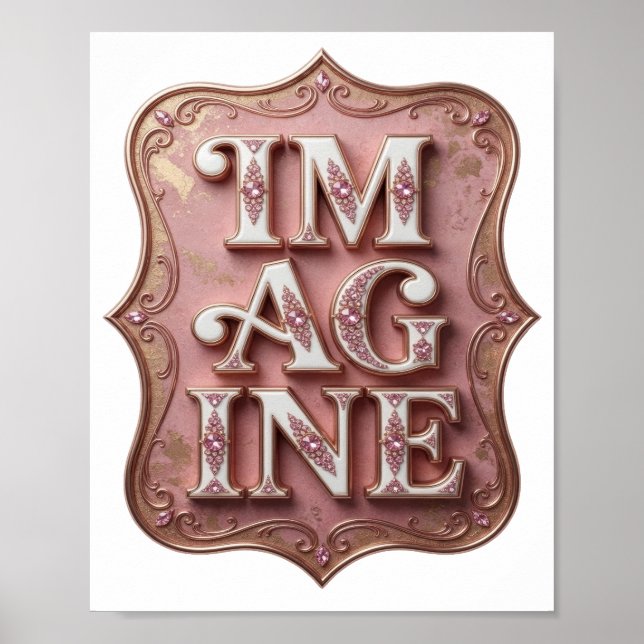 Affiche Conception de citation IM AG INE rose spirituelle (Devant)