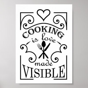 Affiche Conception de citation 'La cuisine est l'amour ren