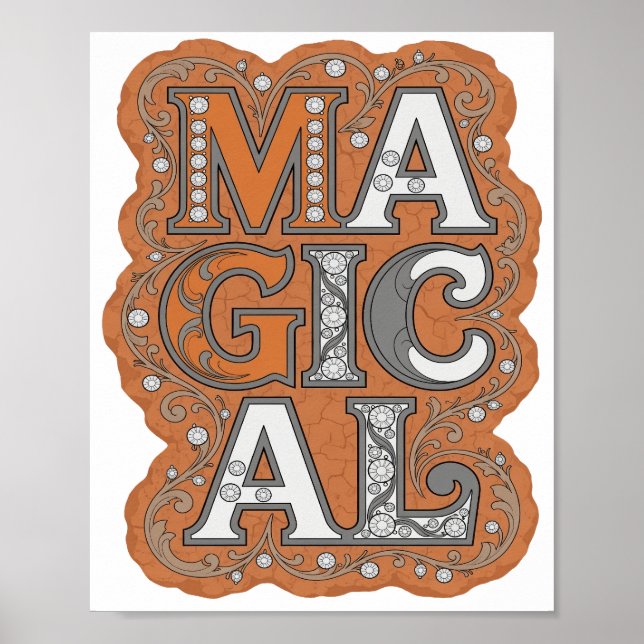 Affiche Conception de citation MAGIQUE Orange Cool (Devant)