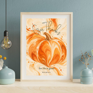 Affiche Conception de citrouille chrétienne Psaume 107:1 R