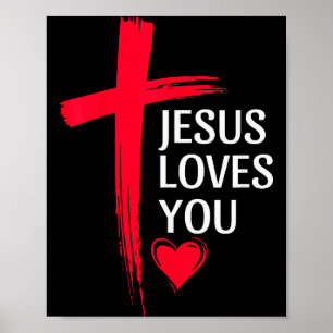 Affiche Conception de cœur de croix d'amour chrétien Jésus