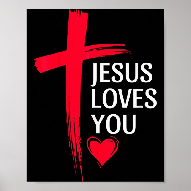 Affiche Conception de cœur de croix d'amour chrétien Jésus (Devant)