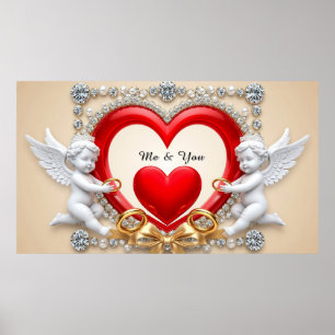 Affiche Conception de cœur romantique