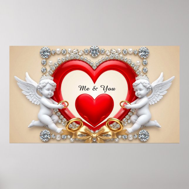 Affiche Conception de cœur romantique (Devant)