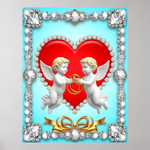 Affiche Conception de cœur romantique