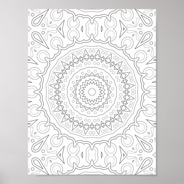 Affiche Conception de coloriage de mandala floral géométri (Devant)