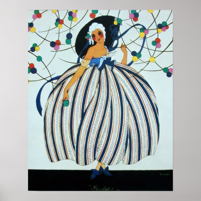AFFICHE CONCEPTION DE COSTUME DE MODE FÉERIQUE JEUNE FILLE (Devant)