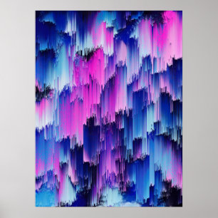 Affiche Conception de coucher de soleil glitch abstrait