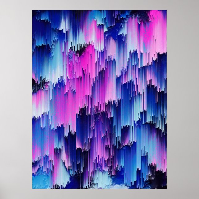 Affiche Conception de coucher de soleil glitch abstrait (Devant)