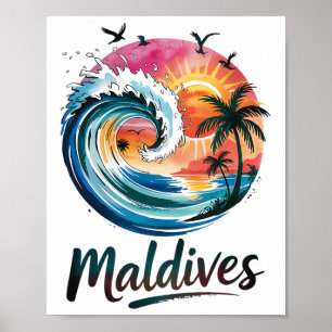 Affiche Conception de coucher de soleil tropical et de sur